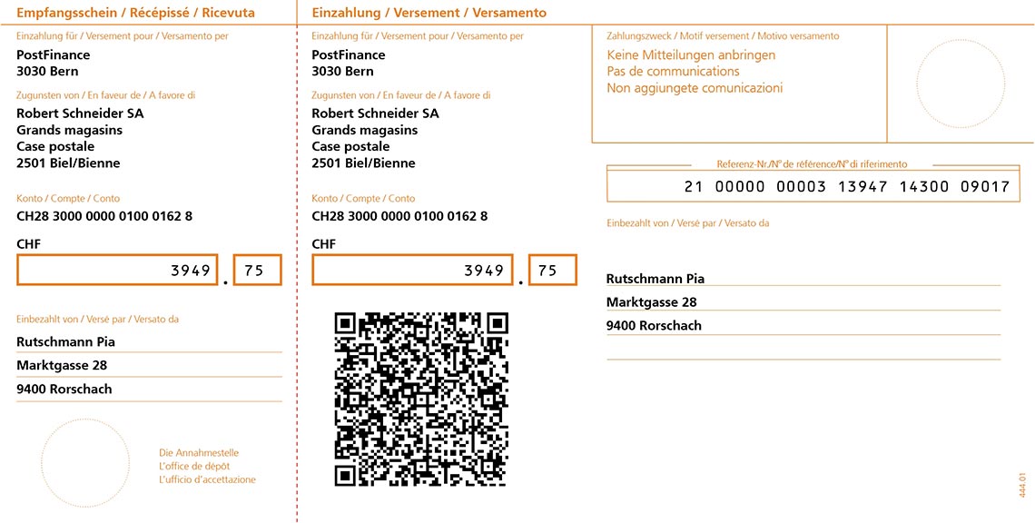 Einzahlungsschein Harmonisierung Zahlungsverkehr Einzahlungsschein Harmonisierung Zahlungsverkehr