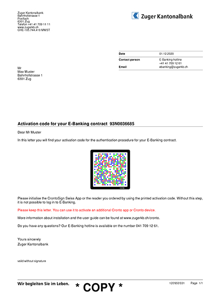 Activation letter Activation letter