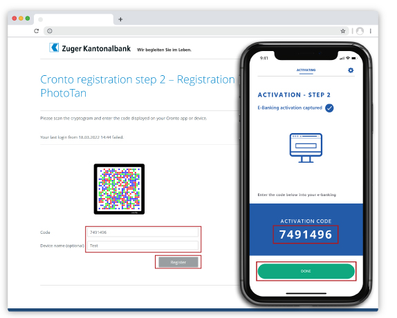 Neues Smartphone Code eingeben und benennen