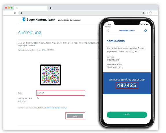 E-Banking Login Mosaik scannen E-Banking Login Mosaik scannen