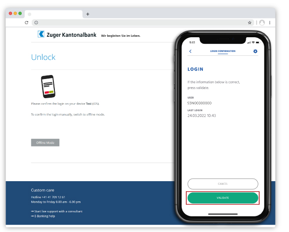 E-Banking unlock contract CrontoPush E-Banking unlock contract CrontoPush