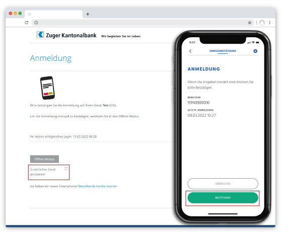 E-Banking zusätzliches Gerät CrontoPush E-Banking zusätzliches Gerät CrontoPush