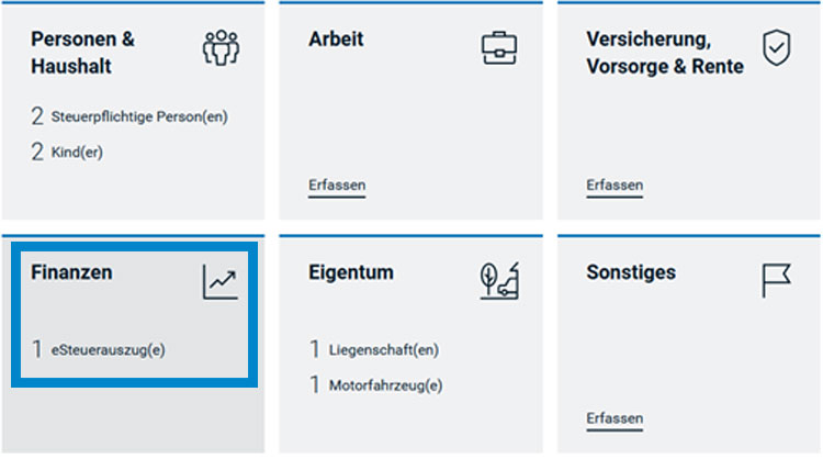 Screenshot eSteuerauszug in eTax importieren