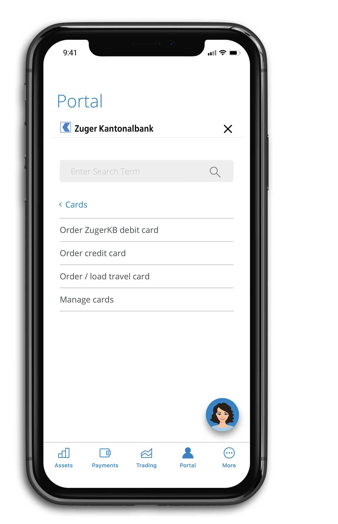 Card management navigation Mobile phone with card management navigation