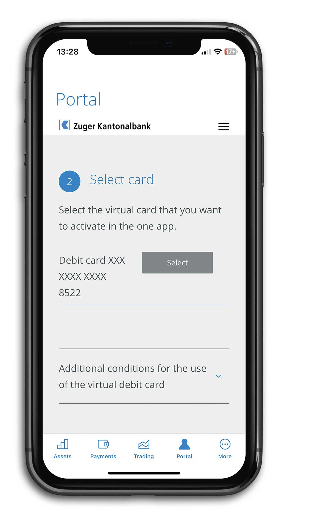 Select card Mobile phone with select card screen