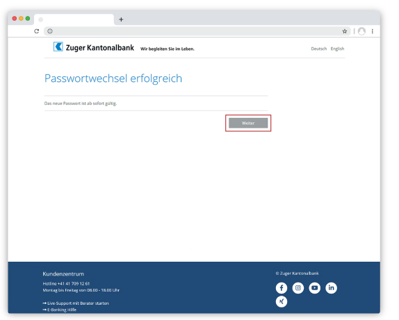 Passwortwechsel erfolgreich