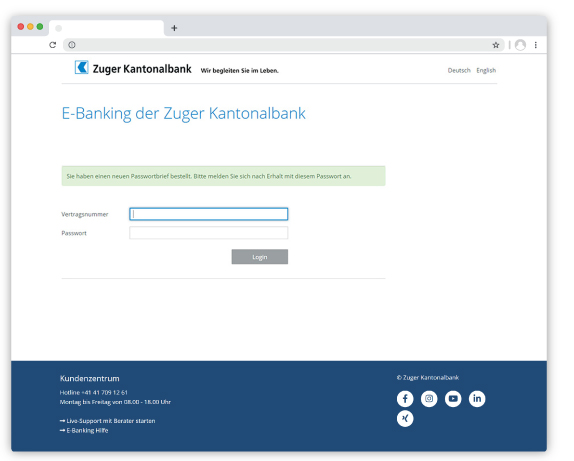 Passwort-Brief bestellt Passwort-Brief bestellt