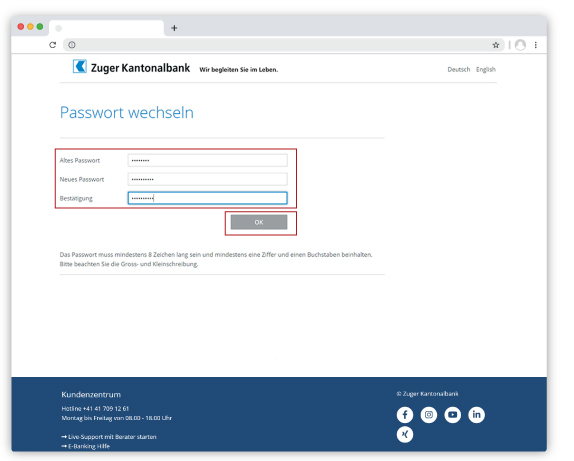Passwort wechseln Passwort wechseln