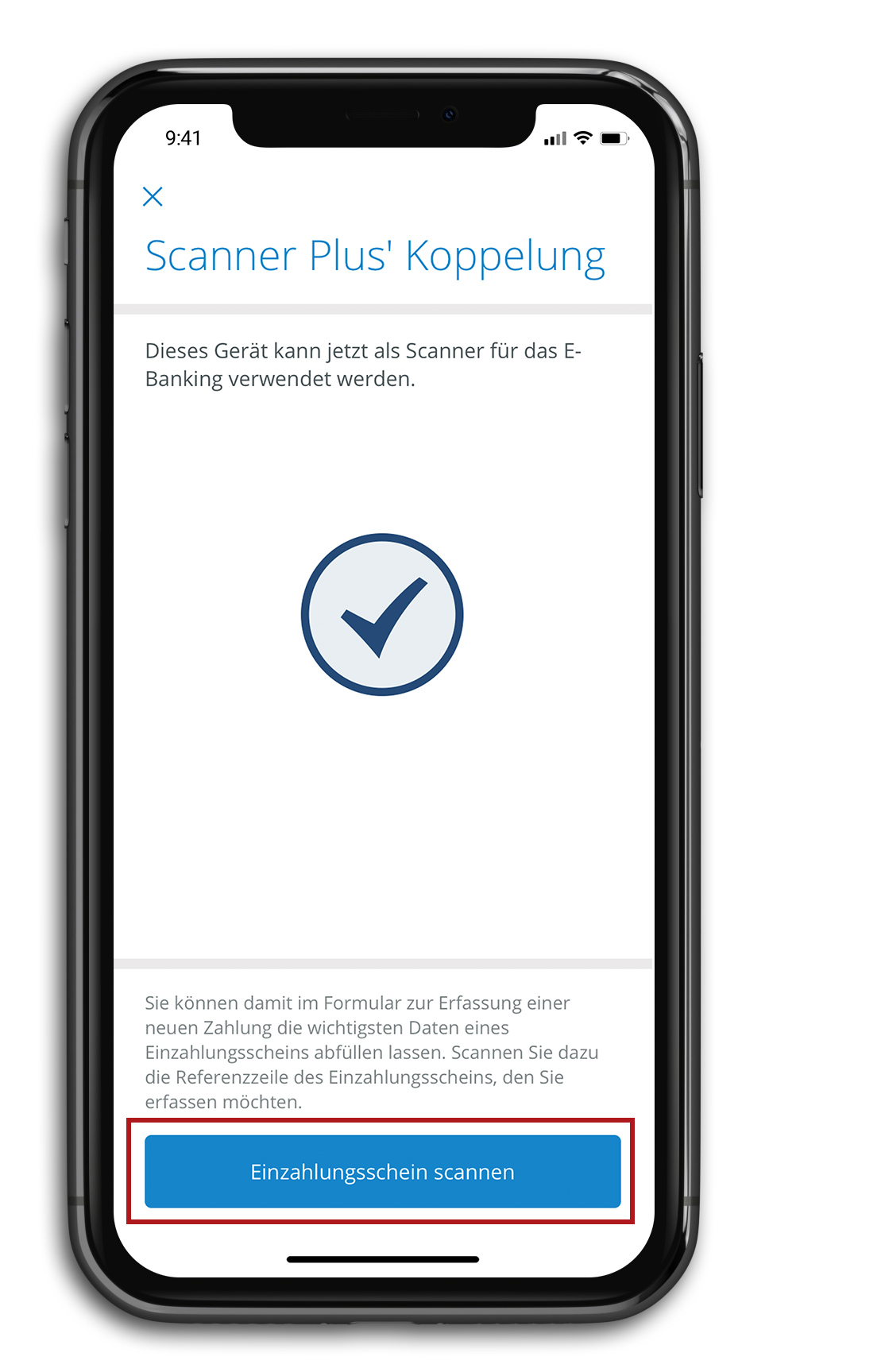 Mobile Banking Einzahlungsschein scannen