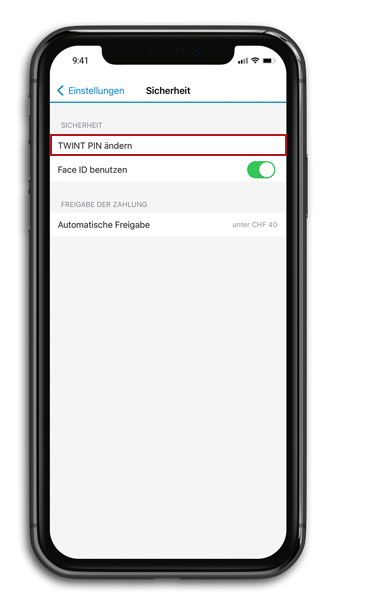 TWINT PIN ändern