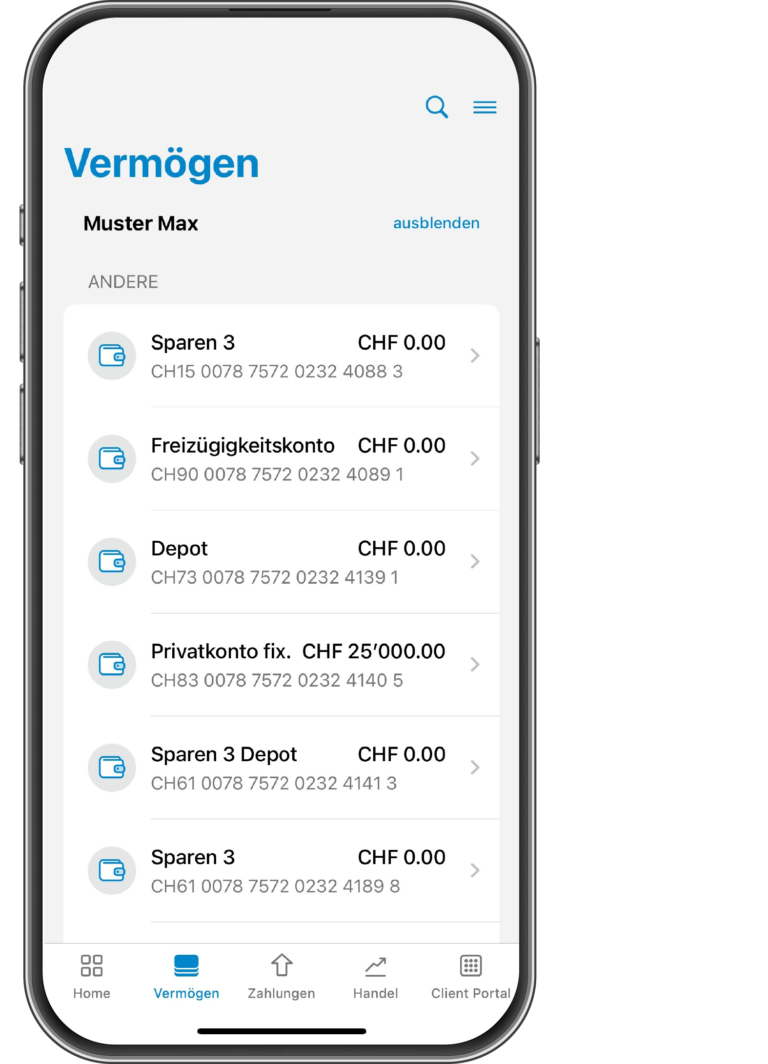 ZugerKB Mobile Banking App Zahlungsseite