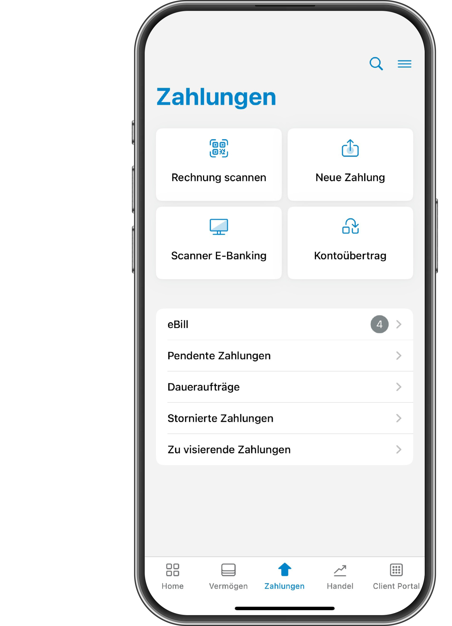 ZugerKB Mobile Banking App Startseite