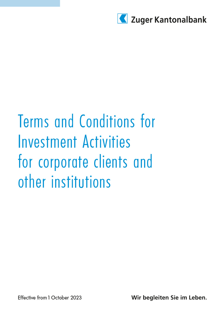 Terms and Conditions for Investment Activities for corporate clients and other institutions