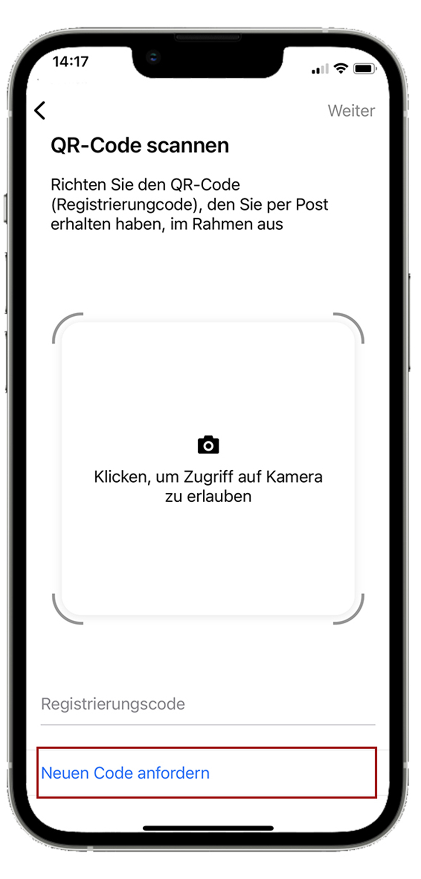 one App Code anfordern one App Code anfordern