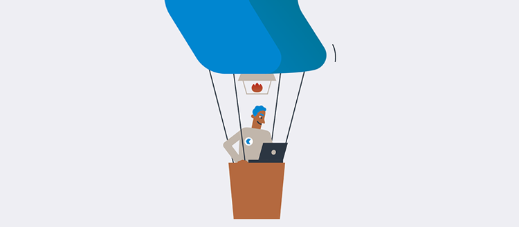 Illustration Mitarbeiter in Luftballon