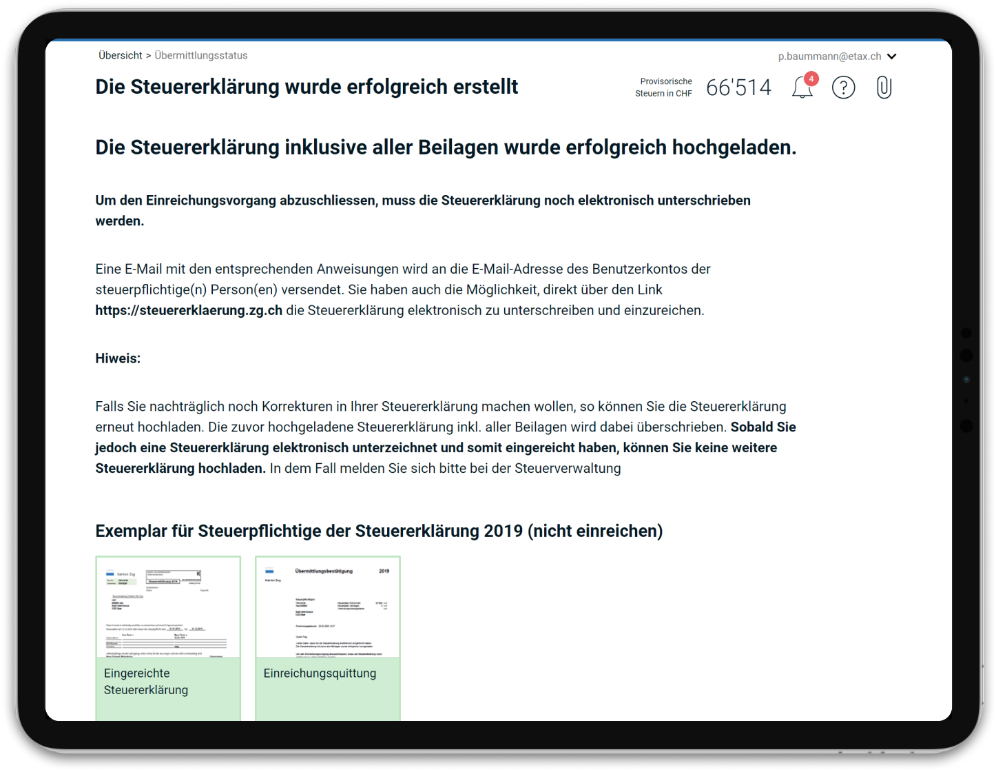 Ausdrucken oder online einreichen