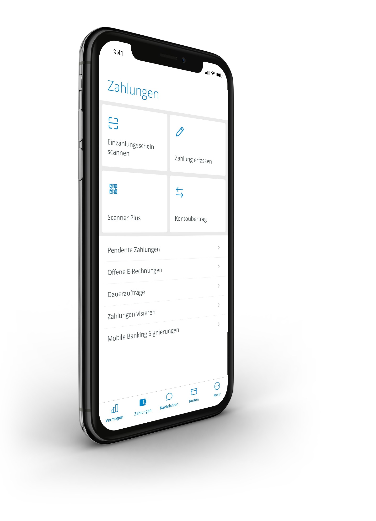 ZugerKB Mobile Banking App Zahlungsseite