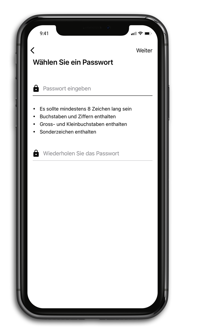 Mobiltelefon mit Eingabemaske für Passwort